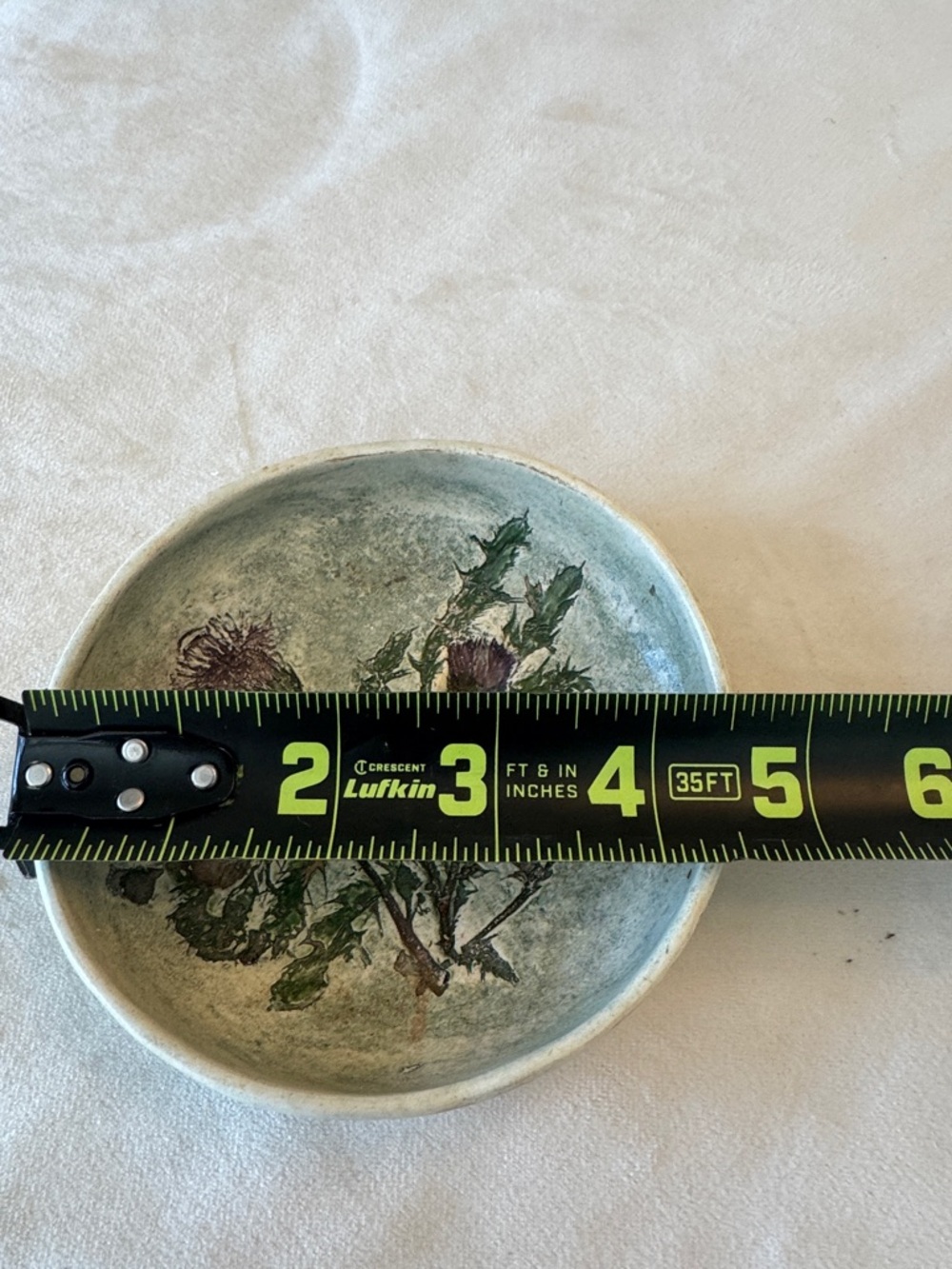 Salt Marsh Pottery Handcrafted Botanical Thistle Wall Art Plate or Trinket Bowl - Picture 8 of 8